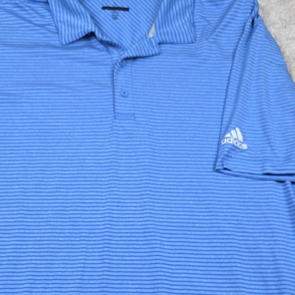Adidas Golf Polo Mens Large Blue Striped Short Sleeve Performance Shirt‎